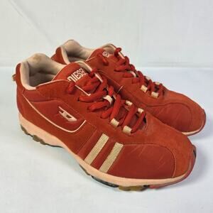 DIESEL Women's 9.5 Shoes Y2K Orange Sneakers Moto Style Diesel Logo Vintage 90s